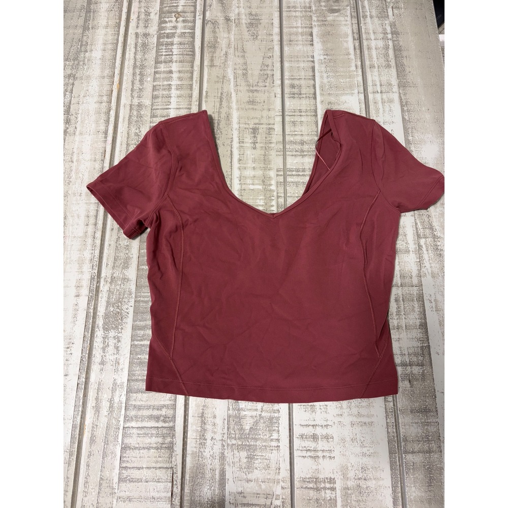 Lululemon Align Cropped T-Shirt Scoop Neck Short Sleeve Red Women's Size 6